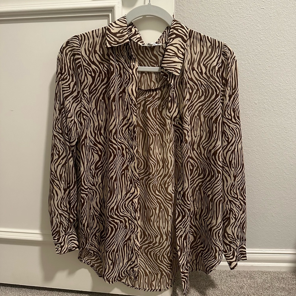Stitch and Feather brown zebra blouse